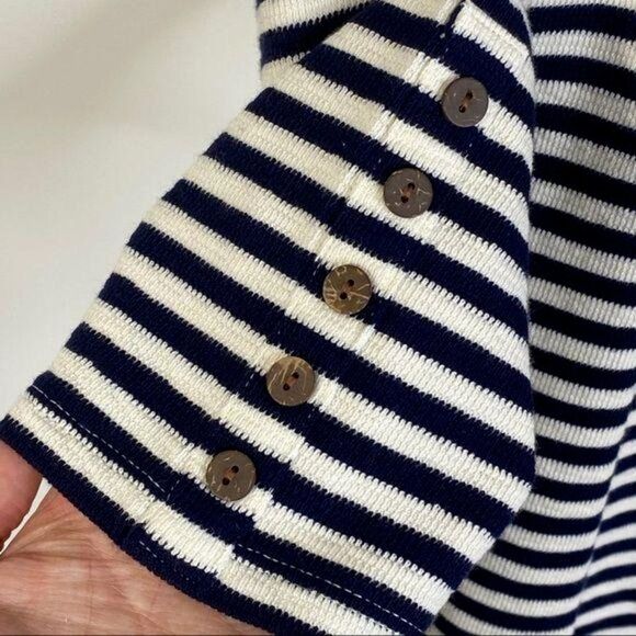 J Jill Top Size Large Cotton Nautical Striped Blue White - Picture 5 of 15